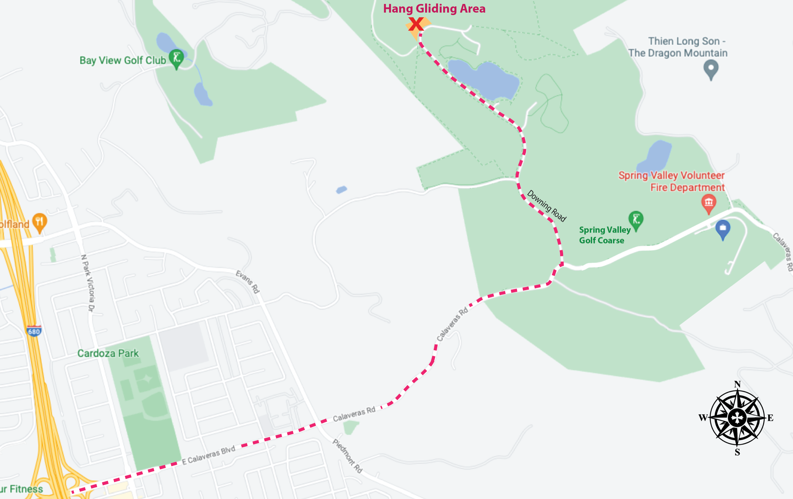 Route to the NorCal Hang Gliding training area at Ed Levin Park